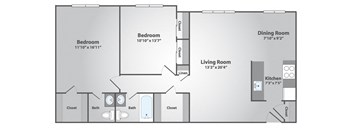 2 Bedroom, 1.5 Bath Medium