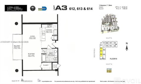 A floor plan for a building with a 3 bedroom apartment and a 2 bedroom apartment.