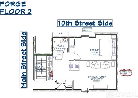 A floor plan for a forge floor on the 10th street side.