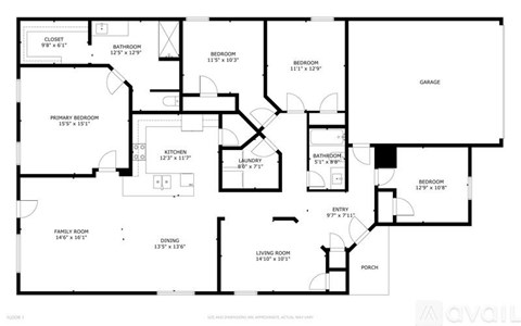 A black and white image of a floor plan for a house.