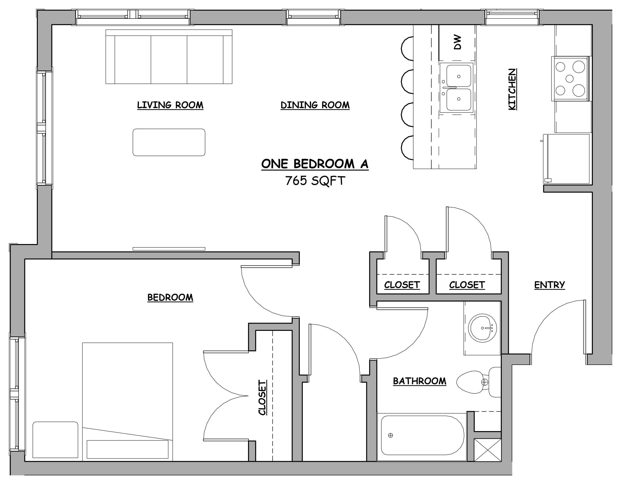 Stonecrop Apartments - 1 Bedroom - Plan A