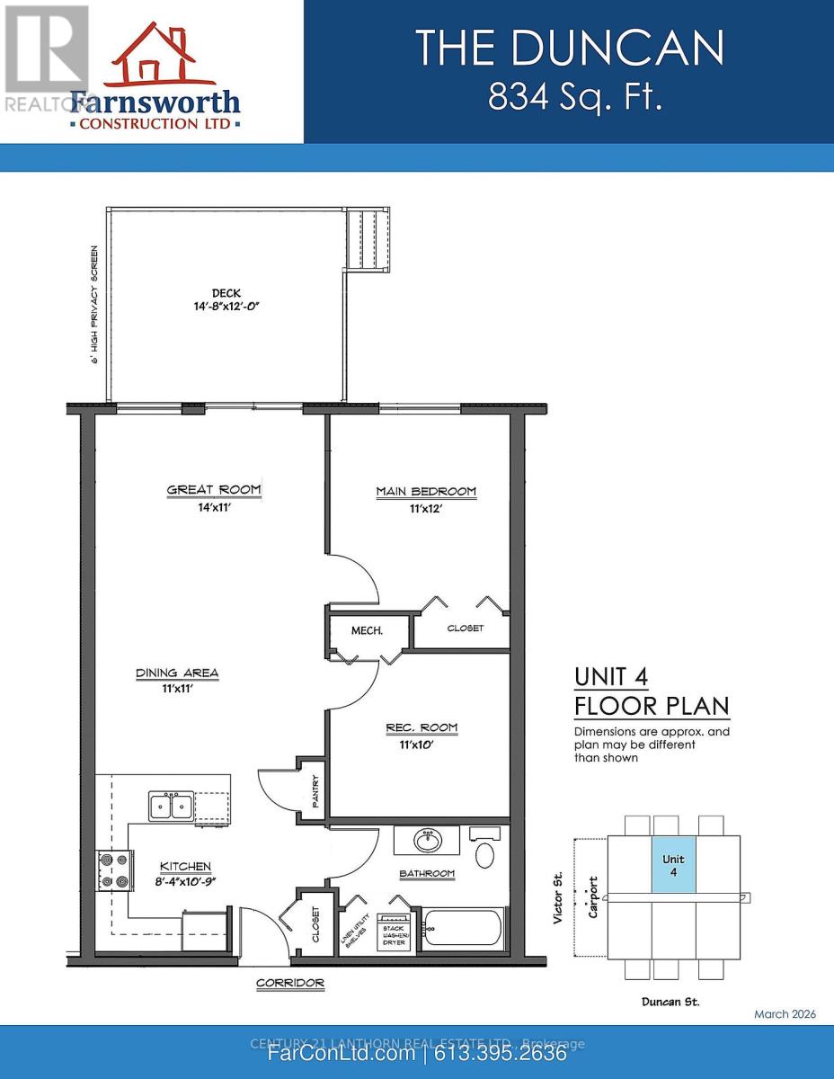 A floor plan for a 4 bedroom apartment at The Duncan.