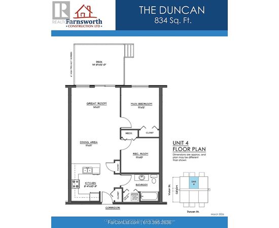 A floor plan for a 4 bedroom apartment at The Duncan.