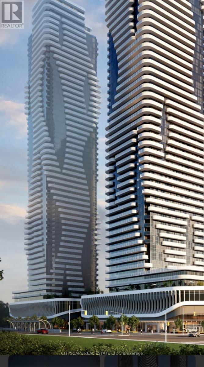 Two tall buildings with a curved design are shown in the image.