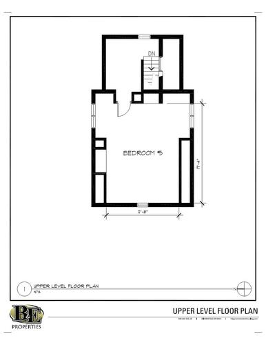 A black and white image of an upper level floor plan for a property.