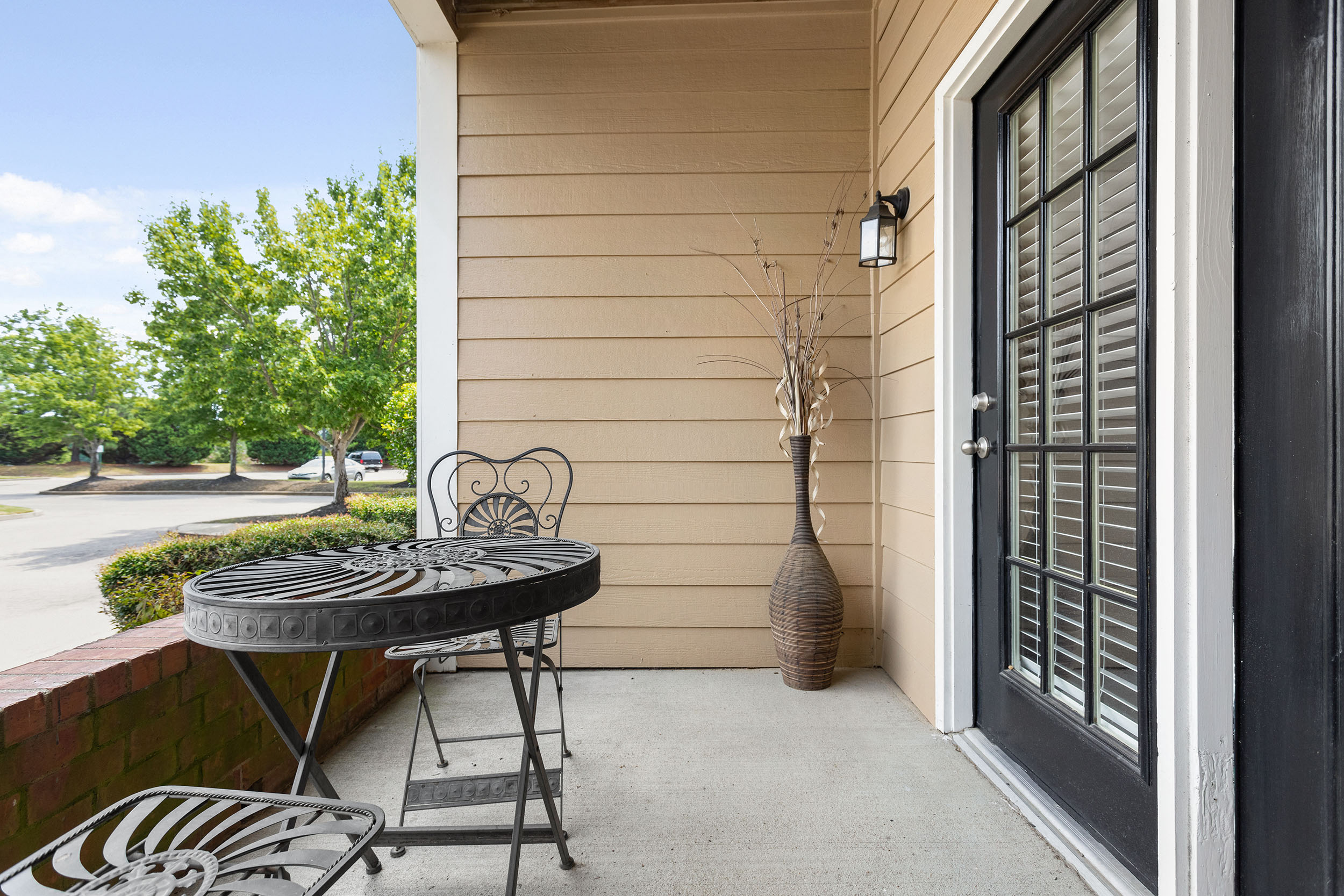 Private, spacious outdoor patio at Walnut Hill Apartment Homes