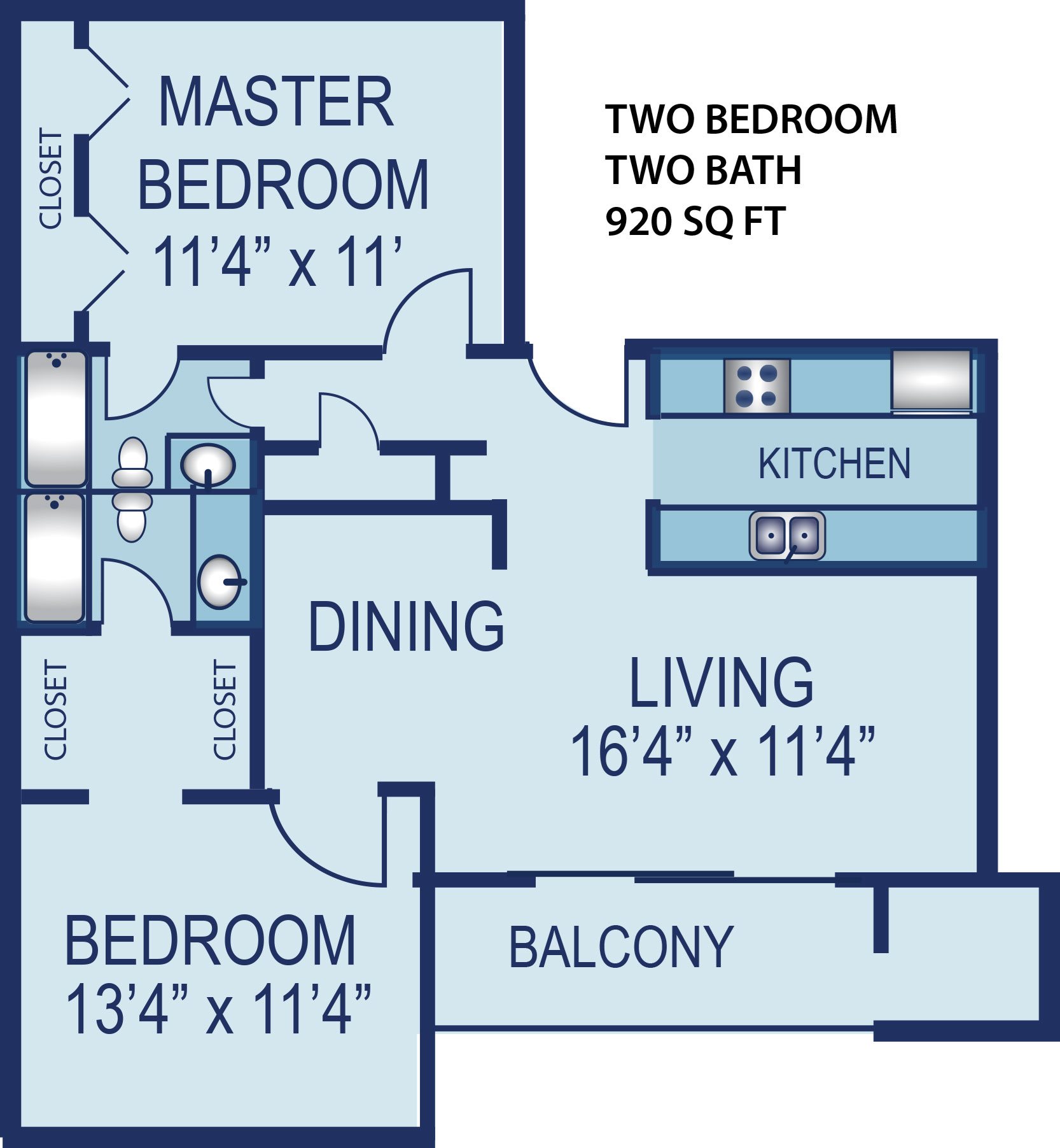 2 Bedroom 2 Bath Floor Plan 4