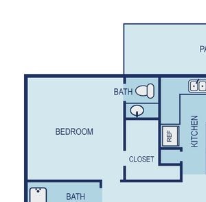 2 Bed 1.5 Bath Floor Plan 2 Bed 1.5 Bath Floor Plan at The Thread, Dallas, 75240
