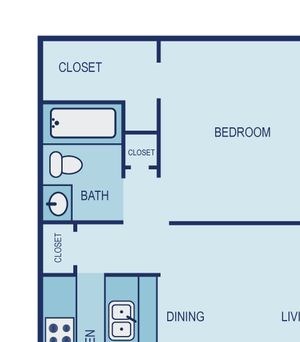 1 Bedroom 1 Bathroom Floor Plan 1 Bedroom 1 Bathroom Floor Plan at The Thread, Texas