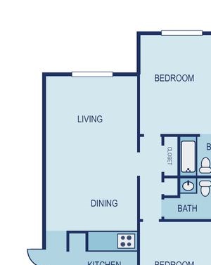 2 Bed 2 Bath Floor Plan 2 Bed 2 Bath Floor Plan at The Thread, Texas, 75240