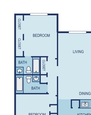 2 Bedroom 2 Bathroom Floor Plan 2 Bedroom 2 Bathroom Floor Plan at The Thread, Texas