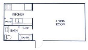 Efficiency Floor Plan Efficiency Floor Plan at The Thread, Dallas, TX, 75240