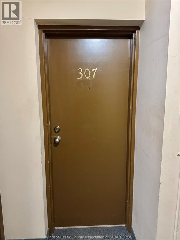 A brown door with the number 307 on it.