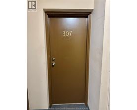 A brown door with the number 307 on it.