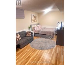 A bedroom with a bed, couch, and a rug.