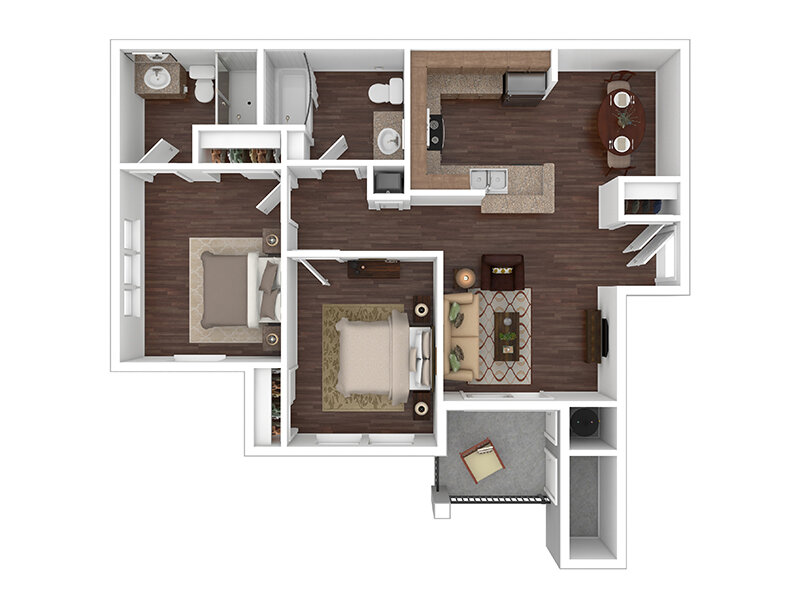 2 BR, 2 BA