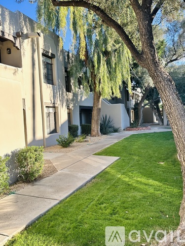 A tree with long hanging branches is in front of a building.