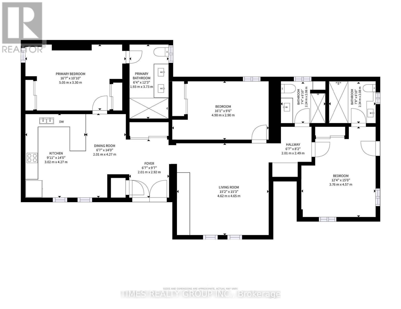 A black and white image of a floor plan for a residential building.