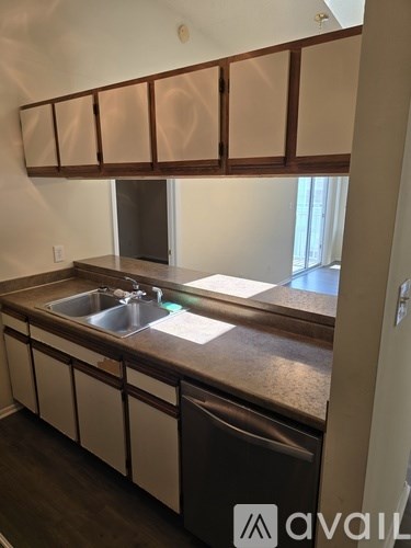A kitchen with a sink and a window.