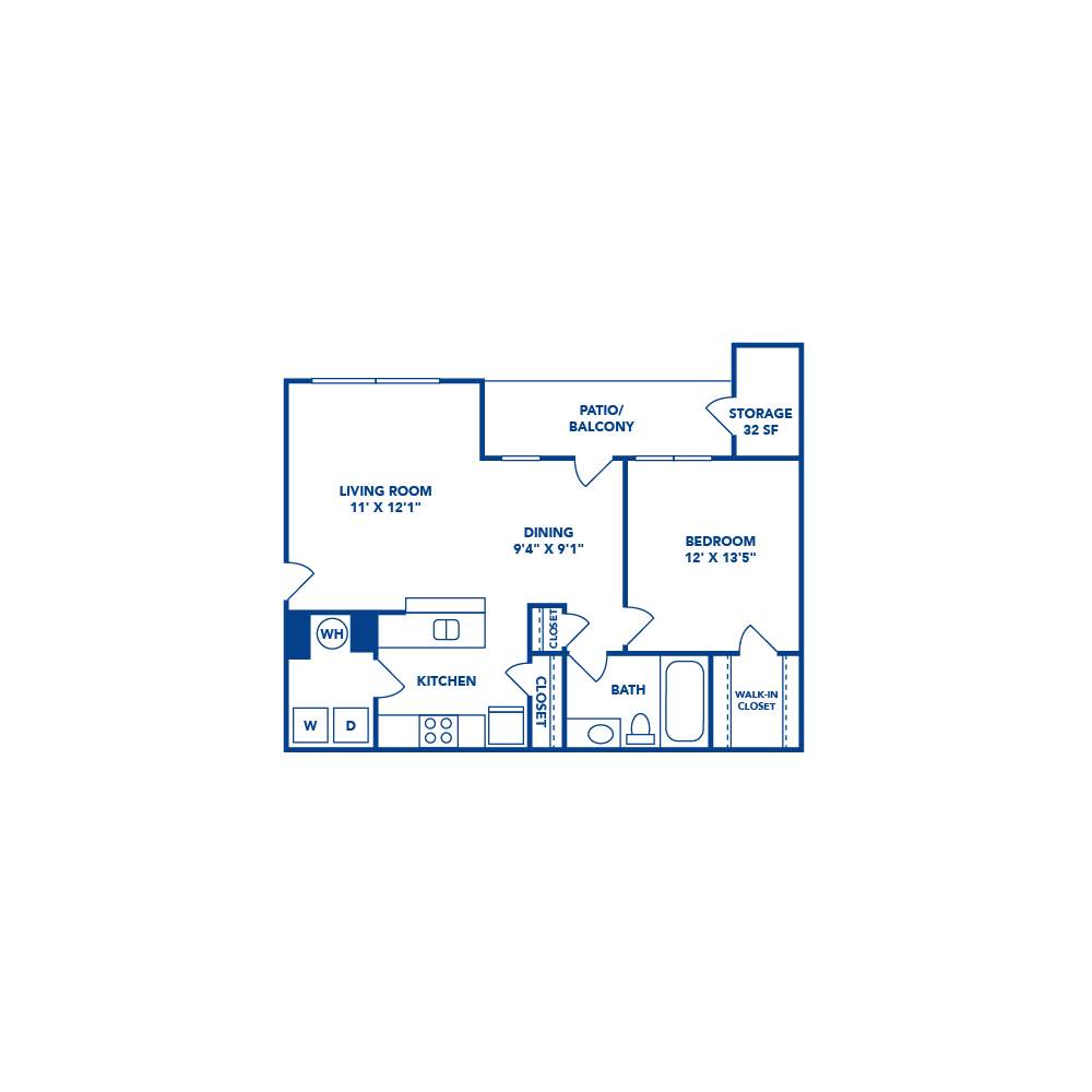 1Bed/ 1 Bath (A1)