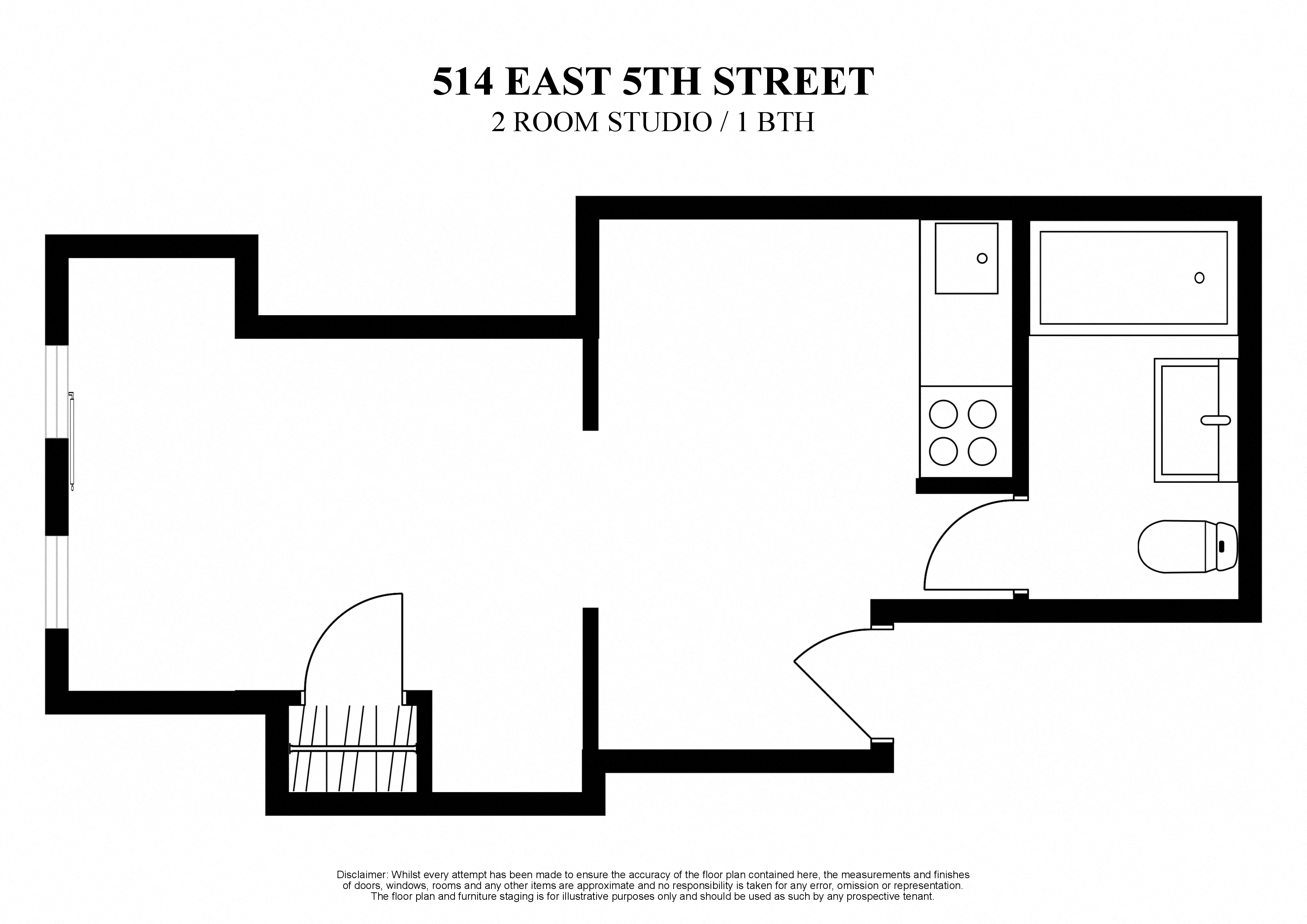 floor plan for 2 room studio at 514 East 5th Street New York