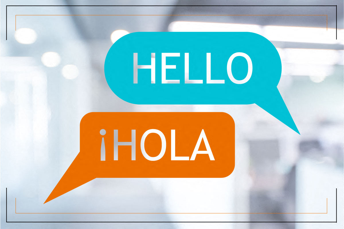 a pair of speech bubbles with the word hello and the word ohla on them