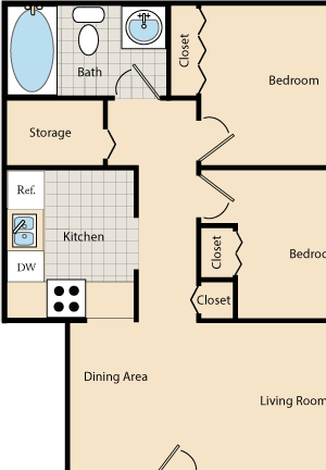 2 Bed / 1 Bath B1