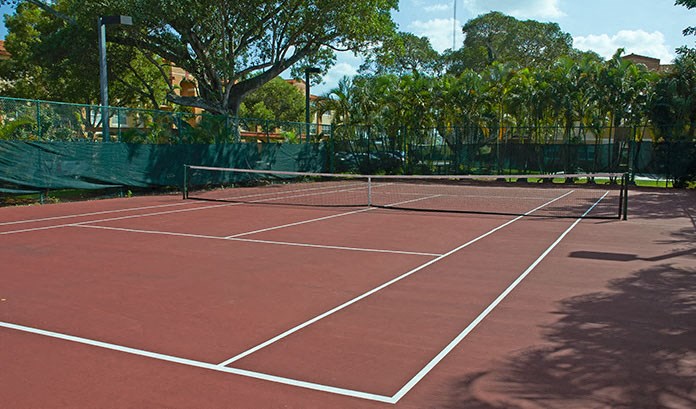a tennis court with a net on it