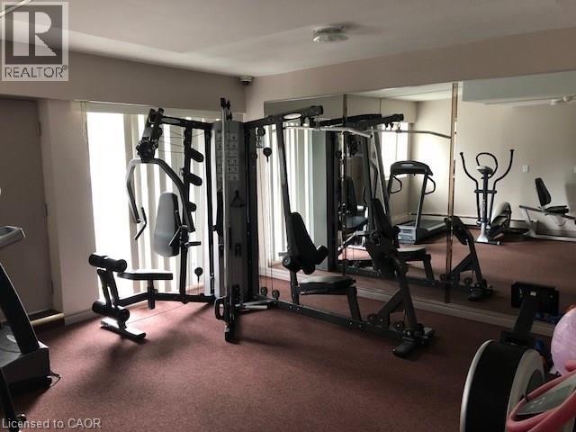 A well-equipped home gym with a variety of exercise machines.