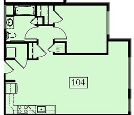 1 BR - 60% - 104