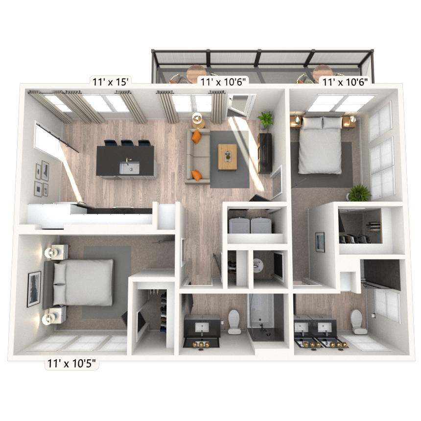 CARRIAGE HOME 2x2 972 SF-FP