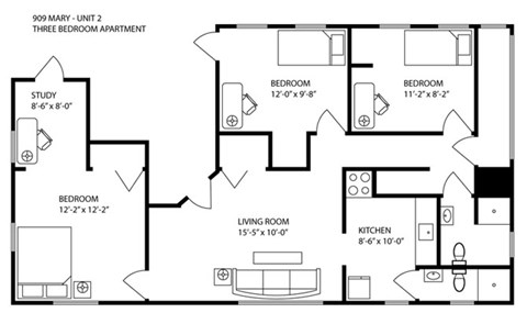 909 Mary 3 Beds Apartment for Rent - Photo Gallery 4