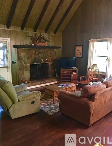 A living room with a fireplace and a television.