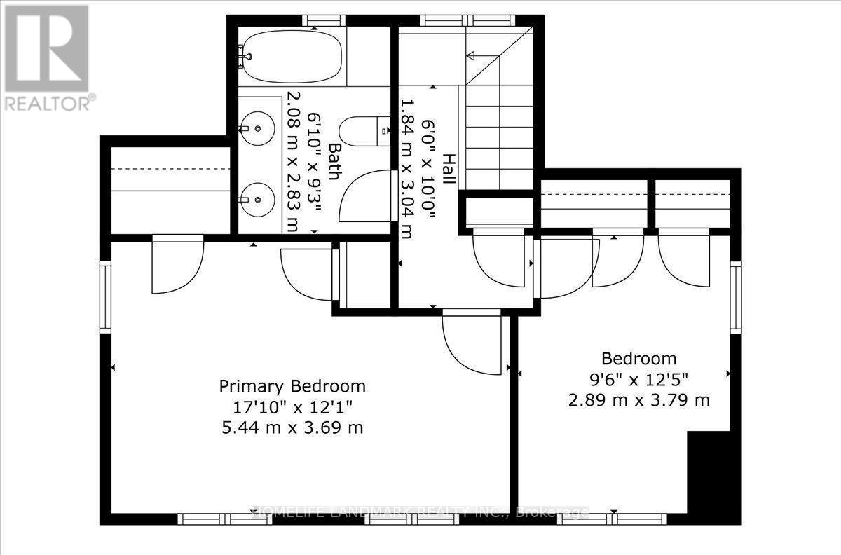 A floor plan for a home with a primary bedroom and a second bedroom.