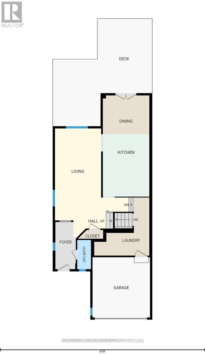 A floor plan of a house with labeled rooms such as Dining, Kitchen, Living, Hall, Laundry, Garage, and Foyer.