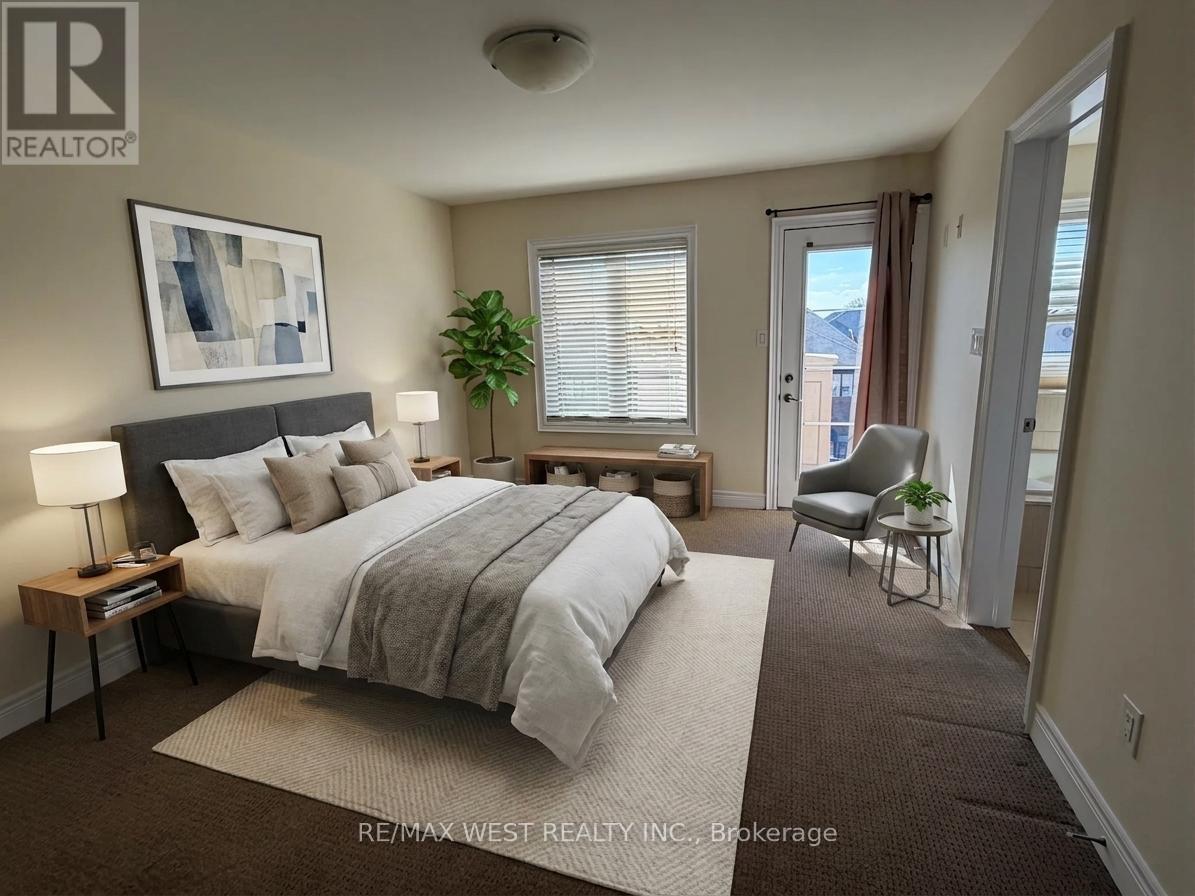 A bedroom with a large bed and a window with blinds.
