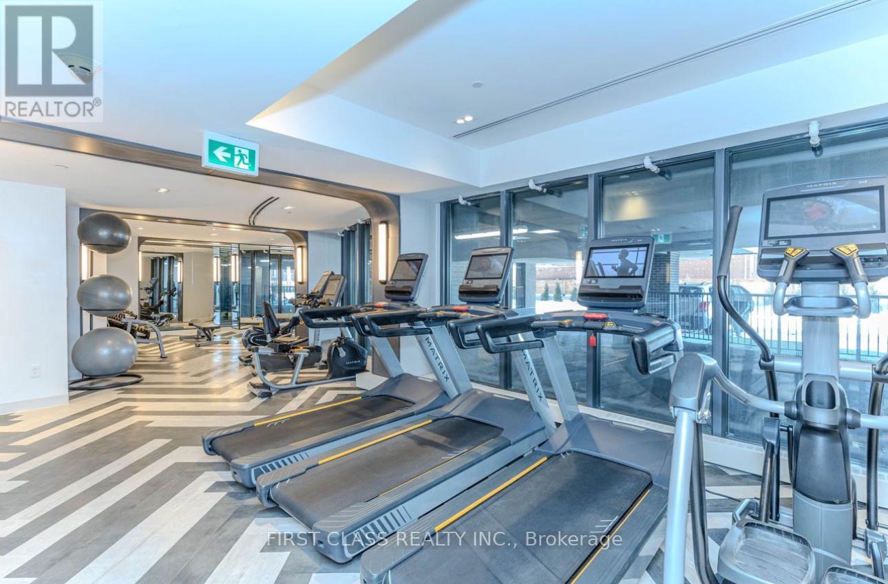 A gym with treadmills and exercise equipment.