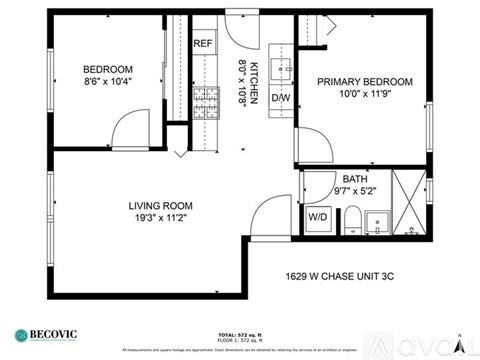 A floor plan of a 1629 square foot home with three bedrooms and a living room.