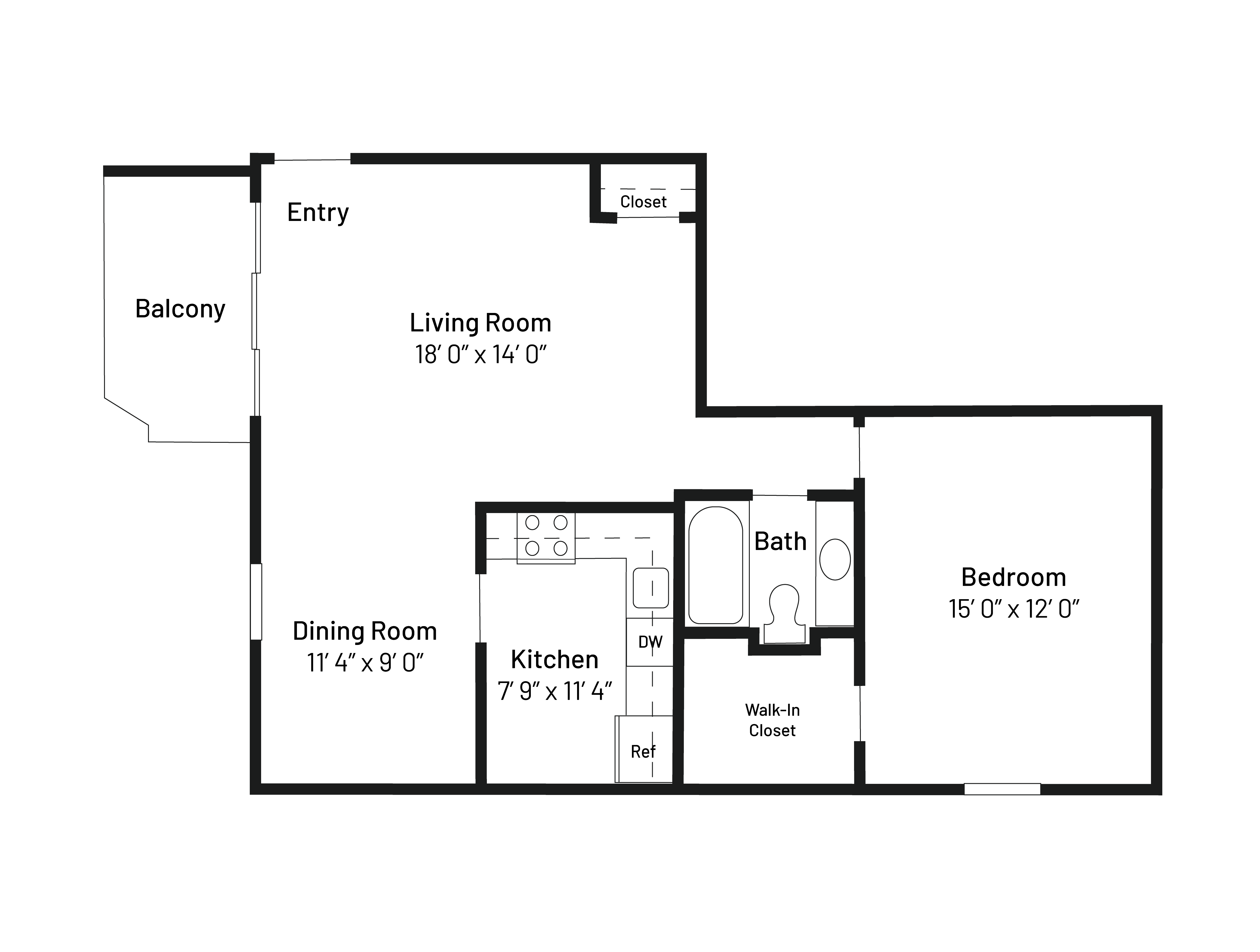 The Finch is a 738 SF one-bedroom, one bath apartment home.