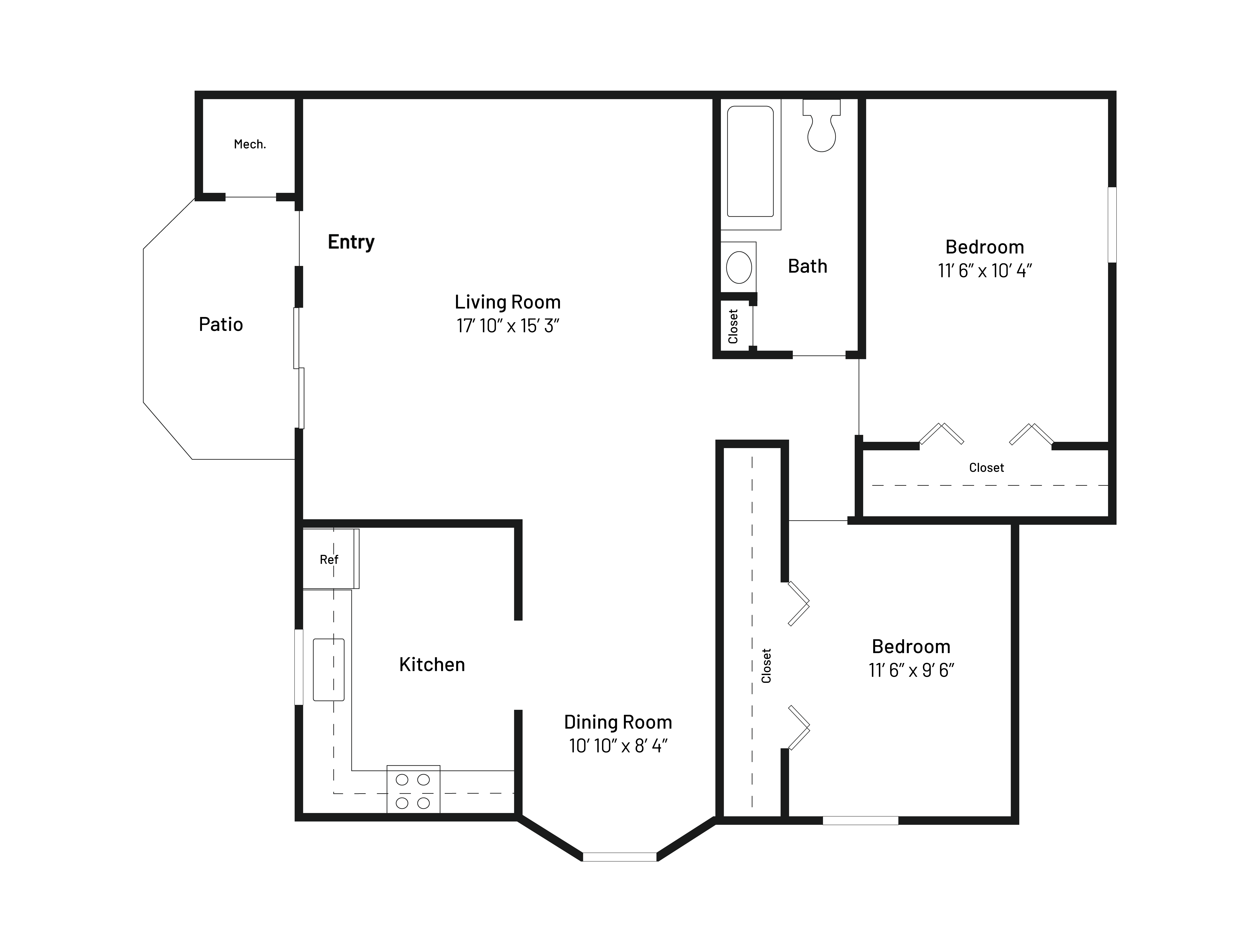 The Lark is a 820 SF two-bedroom, one bath apartment home.