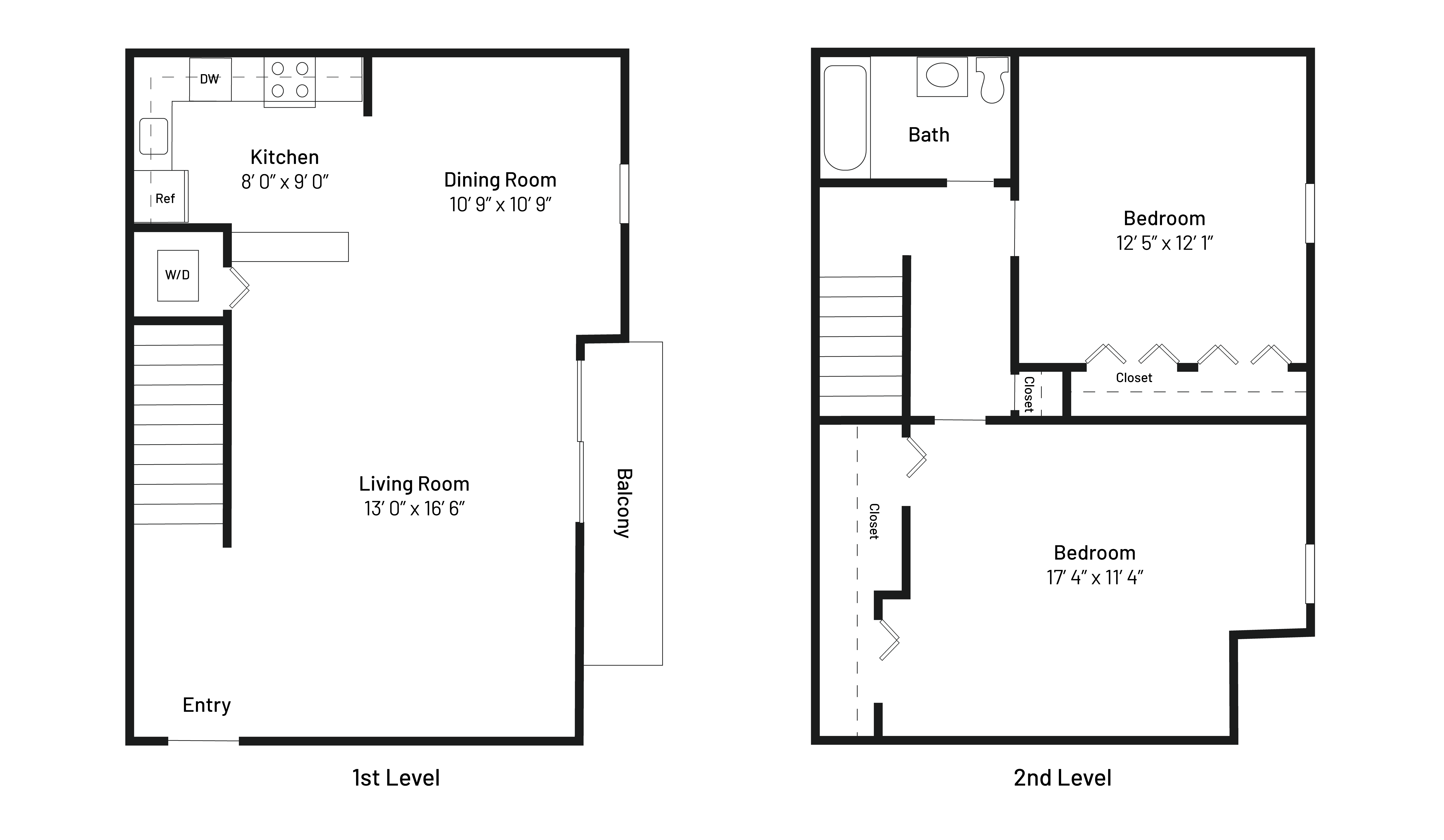 The Robin is a 1,017 SF two-bedroom, one bath apartment home.