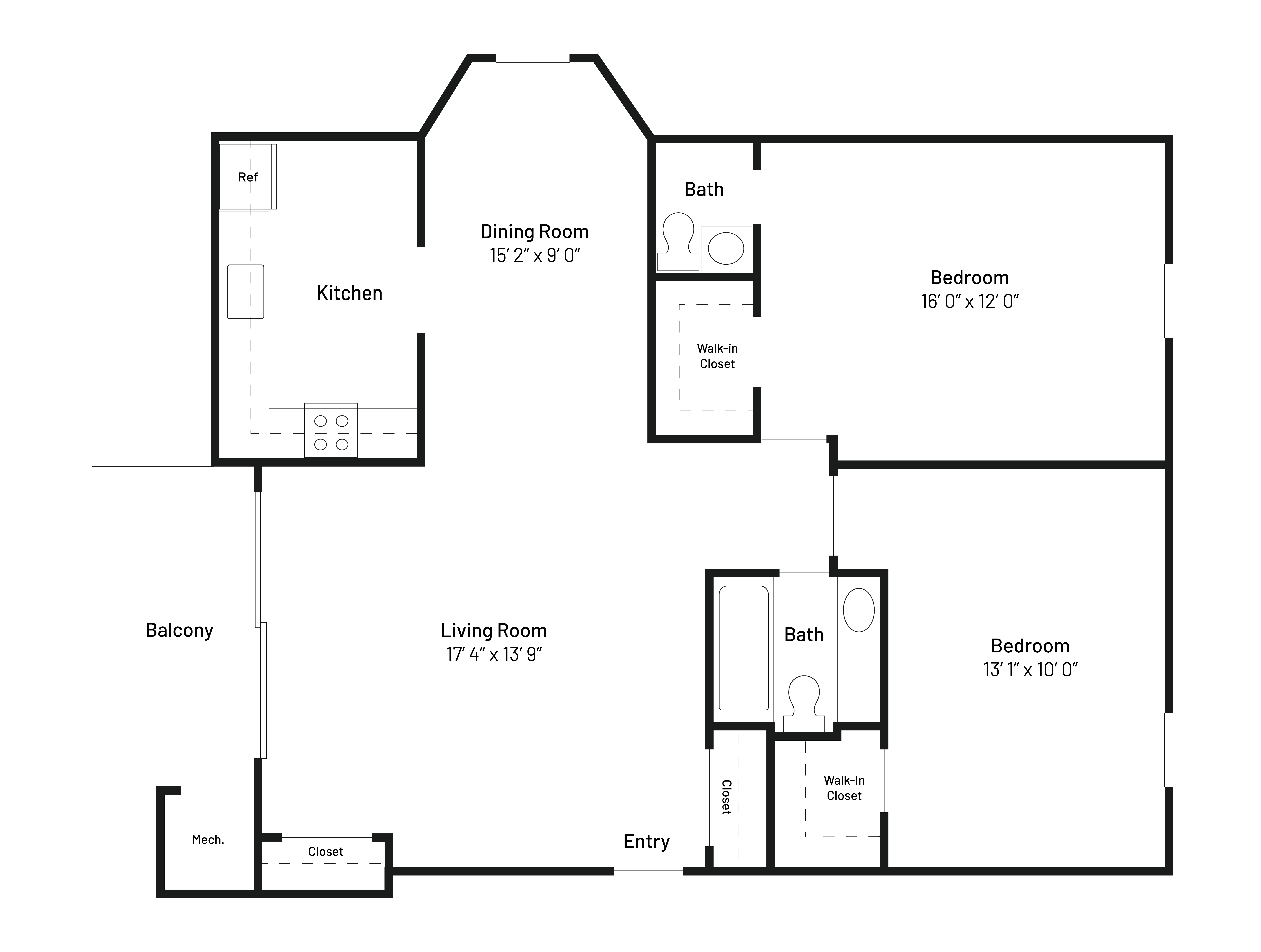 The Starling is a 1,040 SF two-bedroom, one and a half bath apartment home.