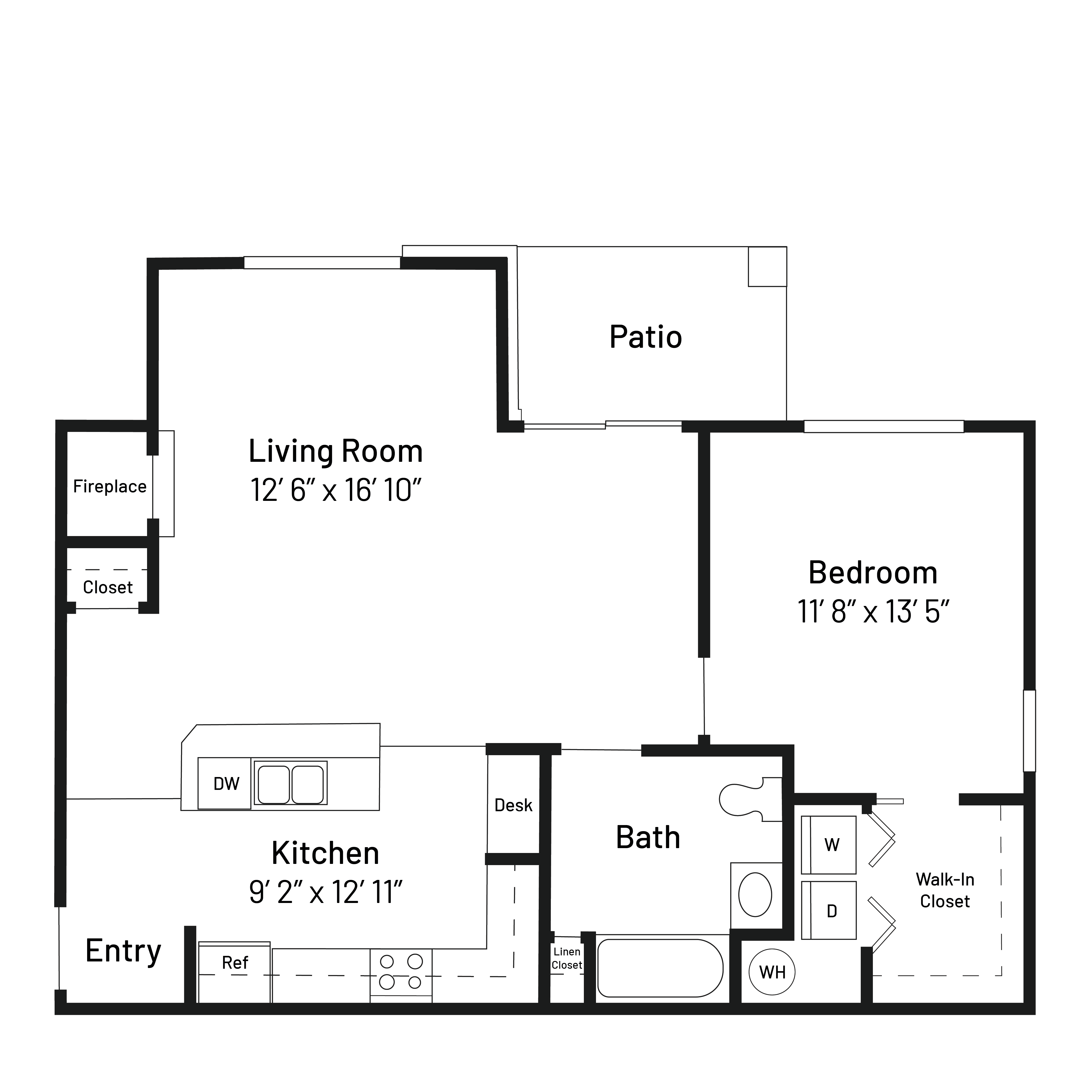 One Bedroom One Bathroom 822 Sqft