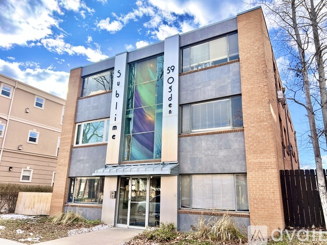 A modern building with the number 59 on it.