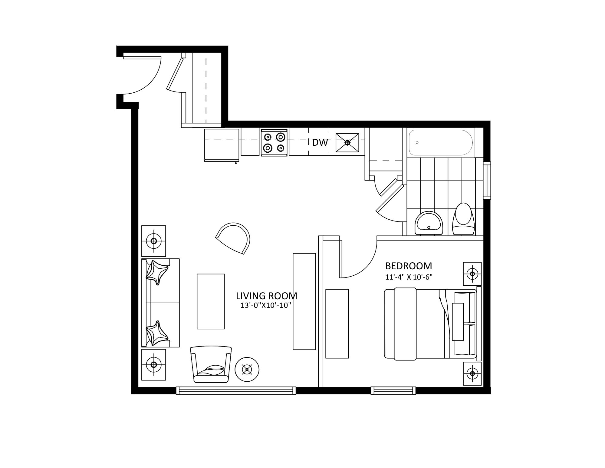 1 bedroom plan A
