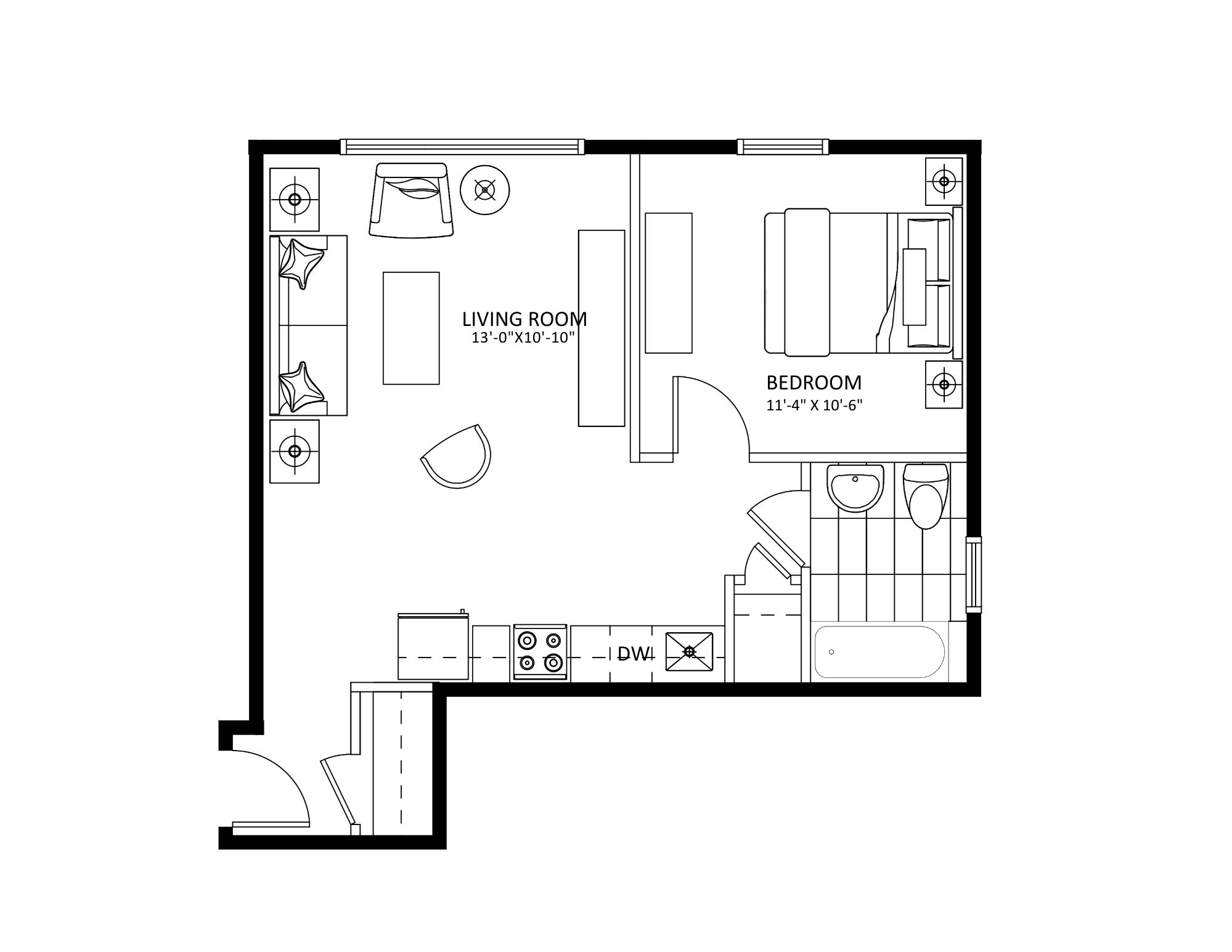 1 bedroom plan b