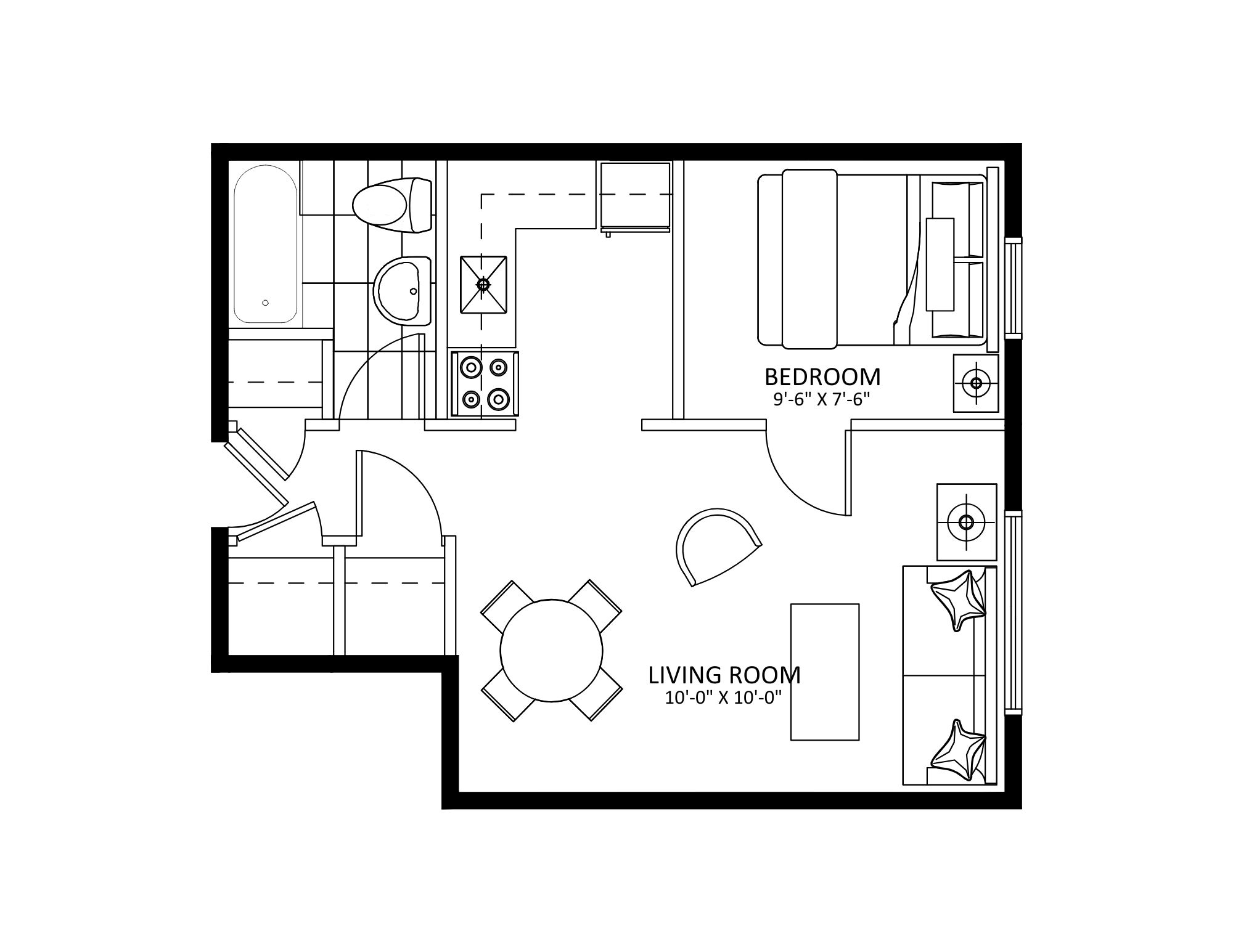 1 bedroom plan f
