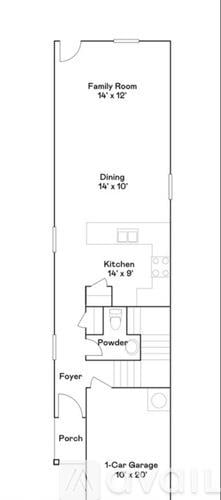 A spacious room with wooden flooring and two windows.