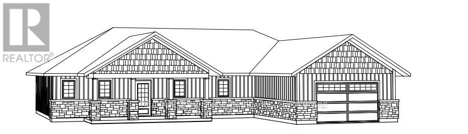 A black and white line drawing of a house with a garage.