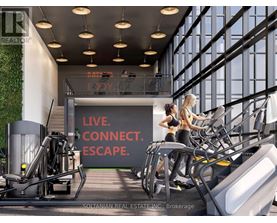 A gym with a green wall and a sign that says "Live. Connect. Escape."